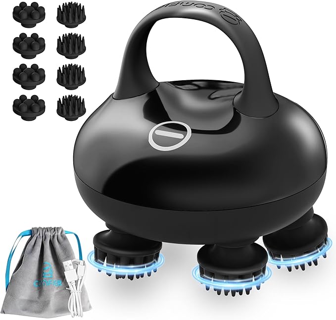 COMFIER Cordless Head Massager Scalp Massager Hair Growth with 3 kneading Modes,Waterproof Hair Massage with 8 Claws for Deep Cleansing,Body Cat Head Scratcher,Gift for Women,Men