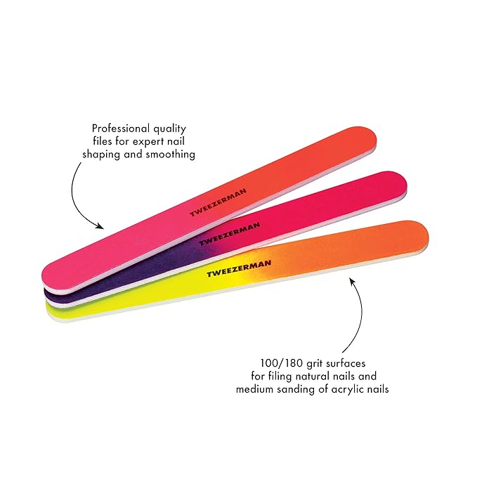 Tweezerman Assorted Neon Hot Nail Files (Pack of 3)