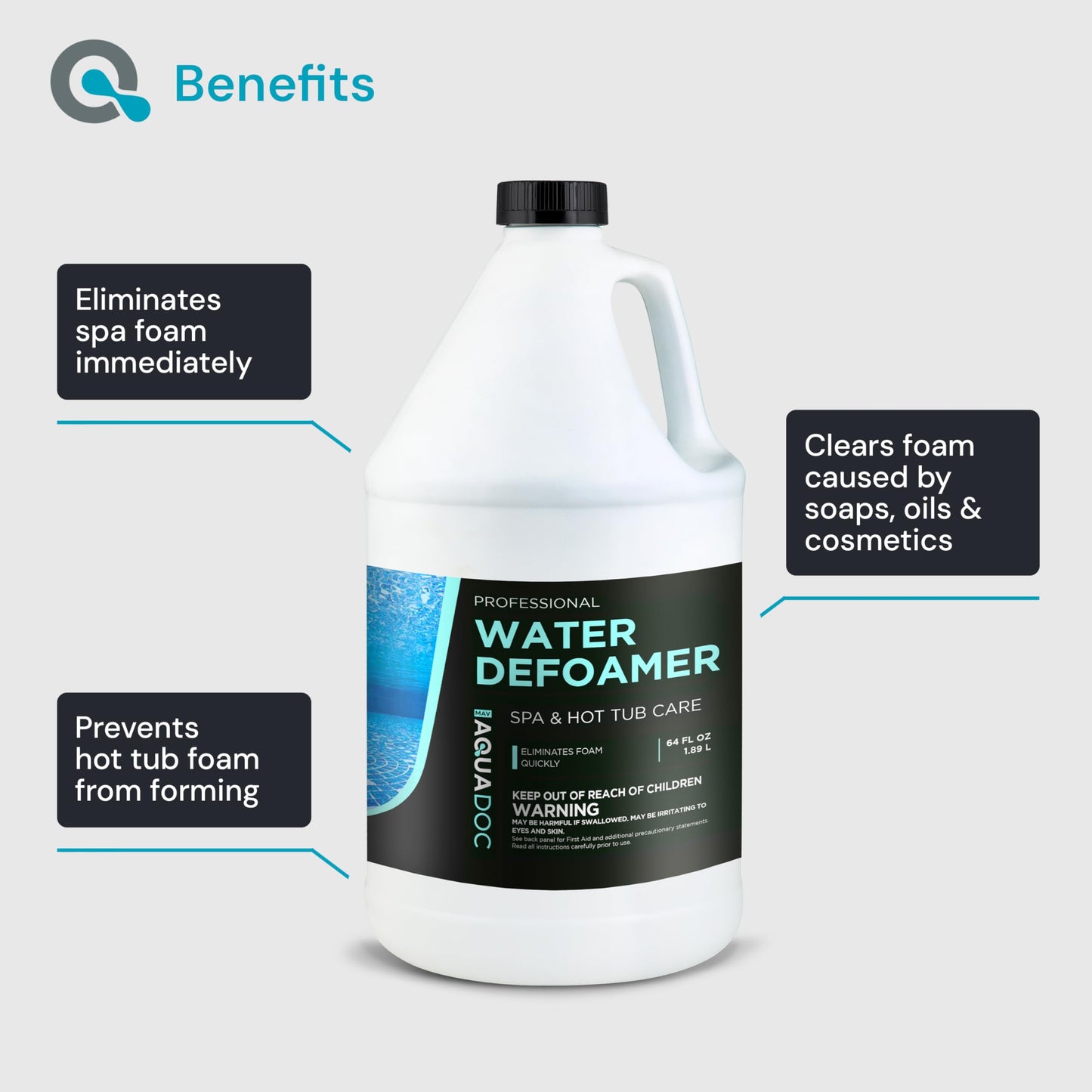 AquaDoc Hot Tub Defoamer - Spa Defoamer for Hot Tubs - 64oz - Spa Anti Foam to Keep Foam Down - Made in USA