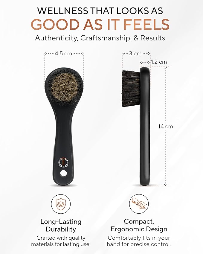 TheraCopper Copper Dry Facial Brush Ã¢ÂÂ Lymphatic Drainage Facial Dry Brush for Face with Natural Copper Bristles for Improved Circulation & Exfoliation Ã¢ÂÂ Daily Face Care for Refreshed & Glowing Skin
