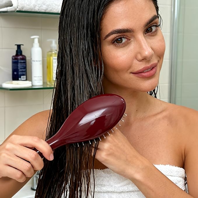 Boar Bristle Hair Brush -boar bristles + nylon pinsÃ¯Â¼Â Smoothes & Detangles All Hair Types, Hairbrush for Women, Men & Kids, Distributes Oils for Natural Shine & Stimulates Scalp