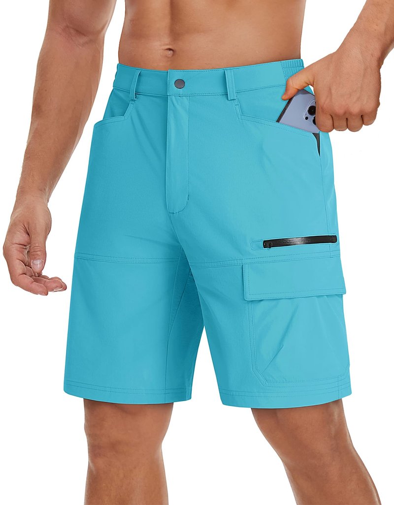 TACVASEN Shorts for Men Hiking Outdoor Shorts Quick Dry Casual Breathable Fishing Golf Dress Cargo Summer Shorts Ice Blue 40