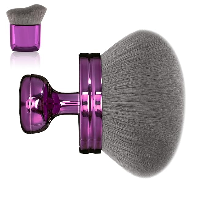 Blend & Blur Extra Large Body Makeup Brush for Self Tanner,Leg Makeup & Bronzer Self Tan Applicator, 3.2inch Wide Round Head Kabuki Brush For Application with Drawstring Bag (Purple2)