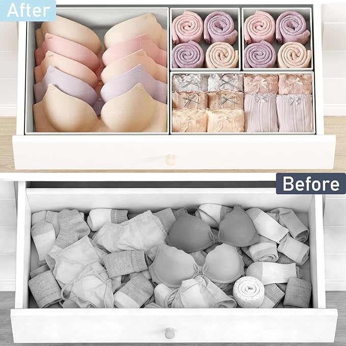 DIMJ Drawer Organizer Clothes, 28 Pack Dresser Organizer, Foldable Closet Organizers and Storage, Fabric Dresser Bins, Drawer Dividers for Nursery, Baby Clothes, Underwears