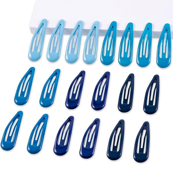 20 PCS Metal Snap Hair Clips Water Drop No Slip Barrettes for Women Bright Small Hair Clips For Thick And Thin Fine Hair,Multiple Blue,1.97 x 0.5 In.