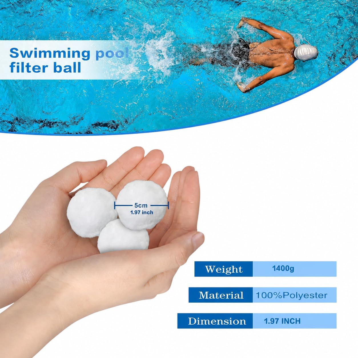 Shelprojsu 3.1 lbs Pool Filter Balls for Sand Filters Pump,Reusable Swimming Pool Filter Balls,Pool Filter Media Balls,Sand Filter Balls for Above & Ground Pool,Efficient Replace 100 lbs Filter Sand