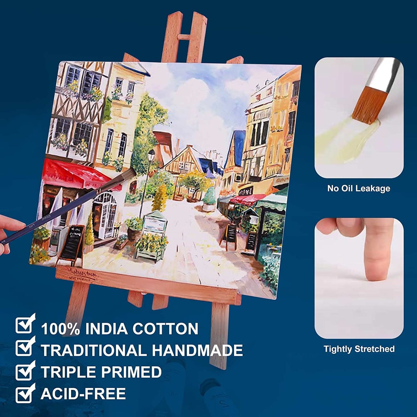 Large Canvas for Painting 30x40 Inch 3-Pack, 12.3 oz Triple Primed 100% Cotton Stretched Canvas, Blank Large Canvases for Oil Paint Acrylics Pouring & Wet Art Media
