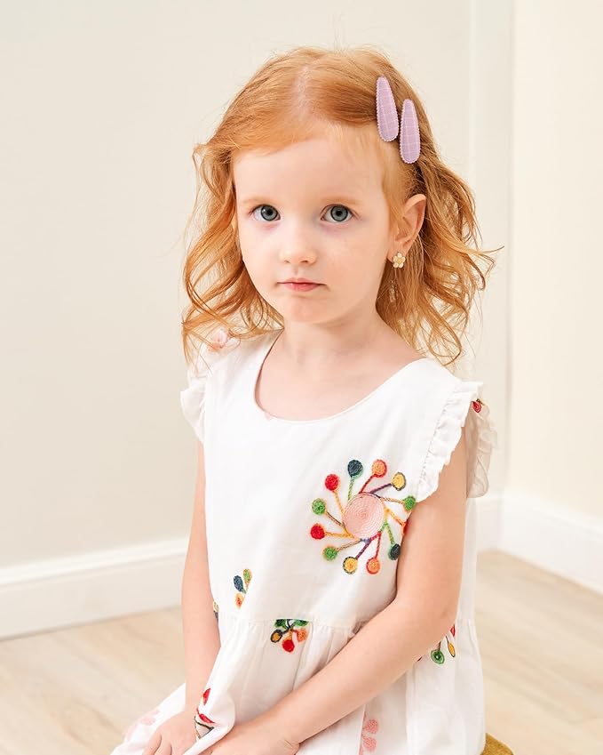 doboi 40Pcs Toddler Hair Clips Hair Barrettes Baby Girls Hair Bows Clips Floral Print Non Slip Snap Hairpins Flower Hair Clips for Girls Kids Toddler Hair Accessories
