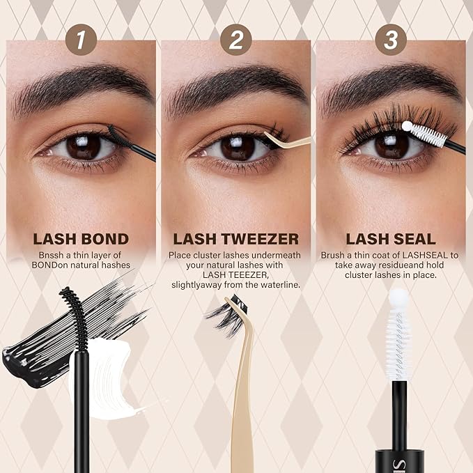 JMS&JMS Flaunt Lash Clusters Kit Flora Lash Extension Kit CC Curl Individual Lashes Eyelash Extension Kit with Lash Bond and Seal, Lash Remover, Lash Tweezers at Home (Flora-8-18mix)