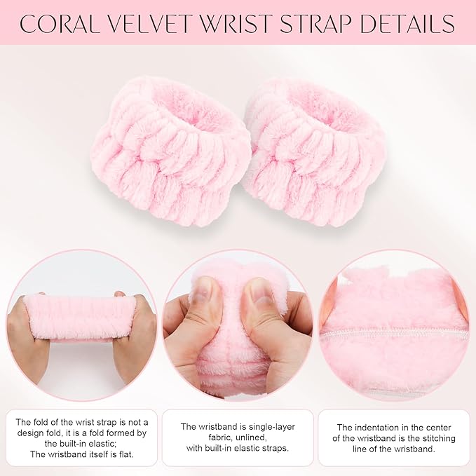 CAVETEE 6 Pack Spa and Makeup Headbands for Face Washing - Cute Puffy Bubble Bow Tie Headbands with Wristbands for Women and Girls