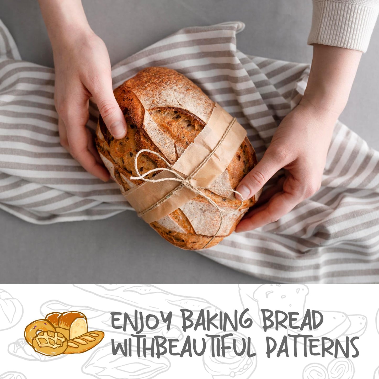 DOYOLLA Mini Oval Proofing Set (6.5inch, set of 5), Sourdough Proofing Baskets Bread Dough Rising Bowls w/Liners for Home Sourdough Bakers Baking