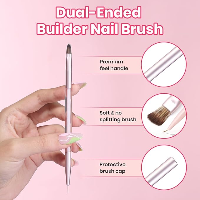 Beetles Nail Art Brush for Builder Double-Ended Gel Nail Art Design Pen Painting Tools Fingernail Brush Nails Cleaning Brush Nails Liner Brush Salon Diy at Home