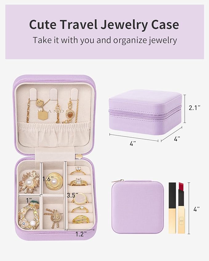 VLANDO Travel Jewelry Case - Teacher Appreciation Gifts for Women - Small Jewelry Travel Organizer Box Travel Essentials Gift for Teen Girl Women - Purple