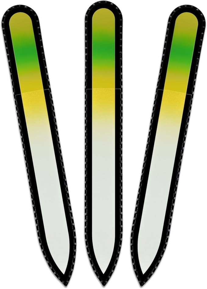 Mont Bleu Rainbow Glass Nail File - Czech Tempered Glass - Handmade in Bohemia, Black Pouch