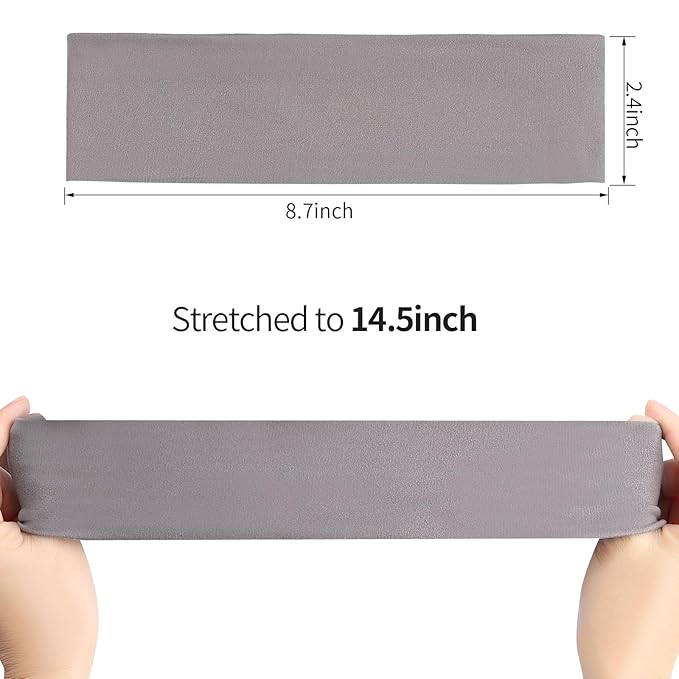 Fishinsea 8 Pack Sport Headbands for Women, Elastic Soft Fabric Non-Slip Hair Bands Hair Warp for Daily Workout Yoga Running Sports, Combo 11