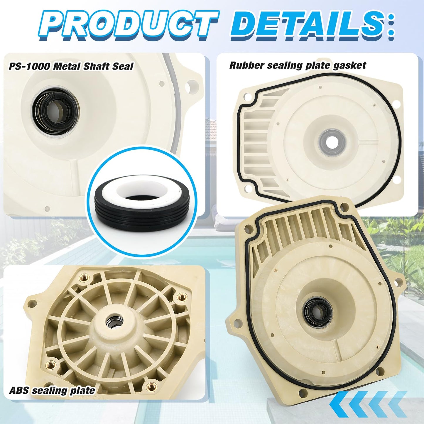 FQRANBO 25357-300-000 074564 Seal Plate Fits for Whisperflo Intelliflo Swimming Pool Pump with Seal Plate Gasket & Shaft Seal PS-1000