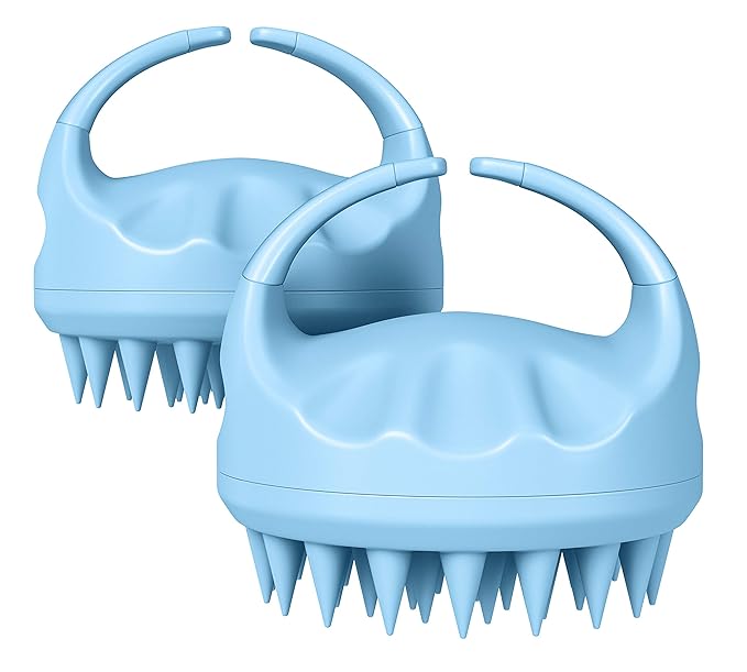 Hair Scalp Massager and Shampoo Brush - 2-Pack Silicone Scalp Scrubber for Shower and Dandruff Removal - Ergonomic Design Hair Brush for Wet and Dry Use - Encourages Hair Growth