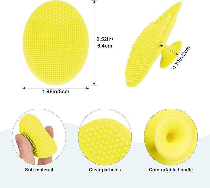 Baby Hair Brush with Wooden Handle and Comb Set for Newborns & Toddlers | Natural Soft Goat Bristles l Wood comb l Yellow Silicone Brush| Ideal for Cradle Cap (3PCS)