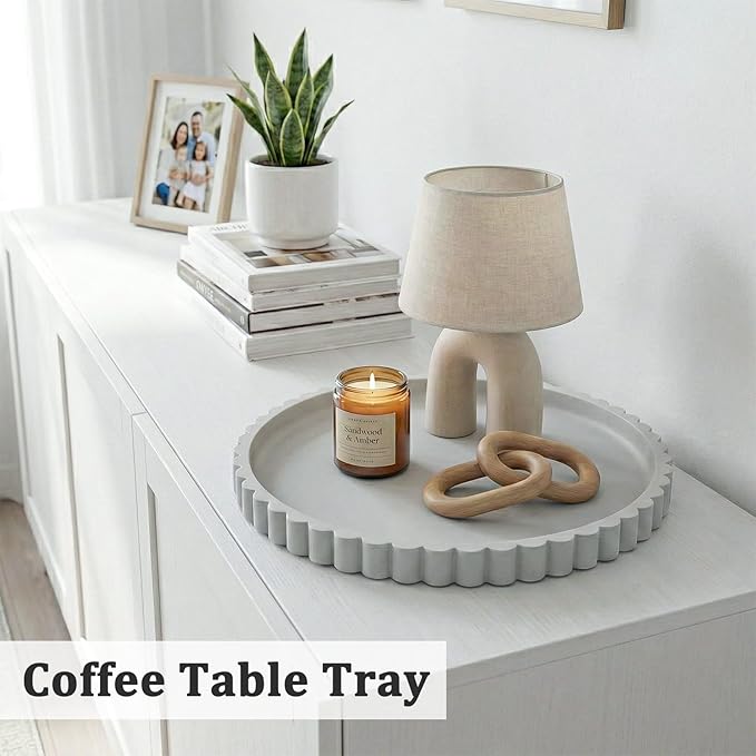 HighHerz Silicone Bathroom Countertop and Vanity Tray, Round Silicone Bathroom Tray, Modern Bathroom Decor, Coffee Table Decor, Decorative Tray for Candle, Perfume, Plants (Grey, 9 inch)