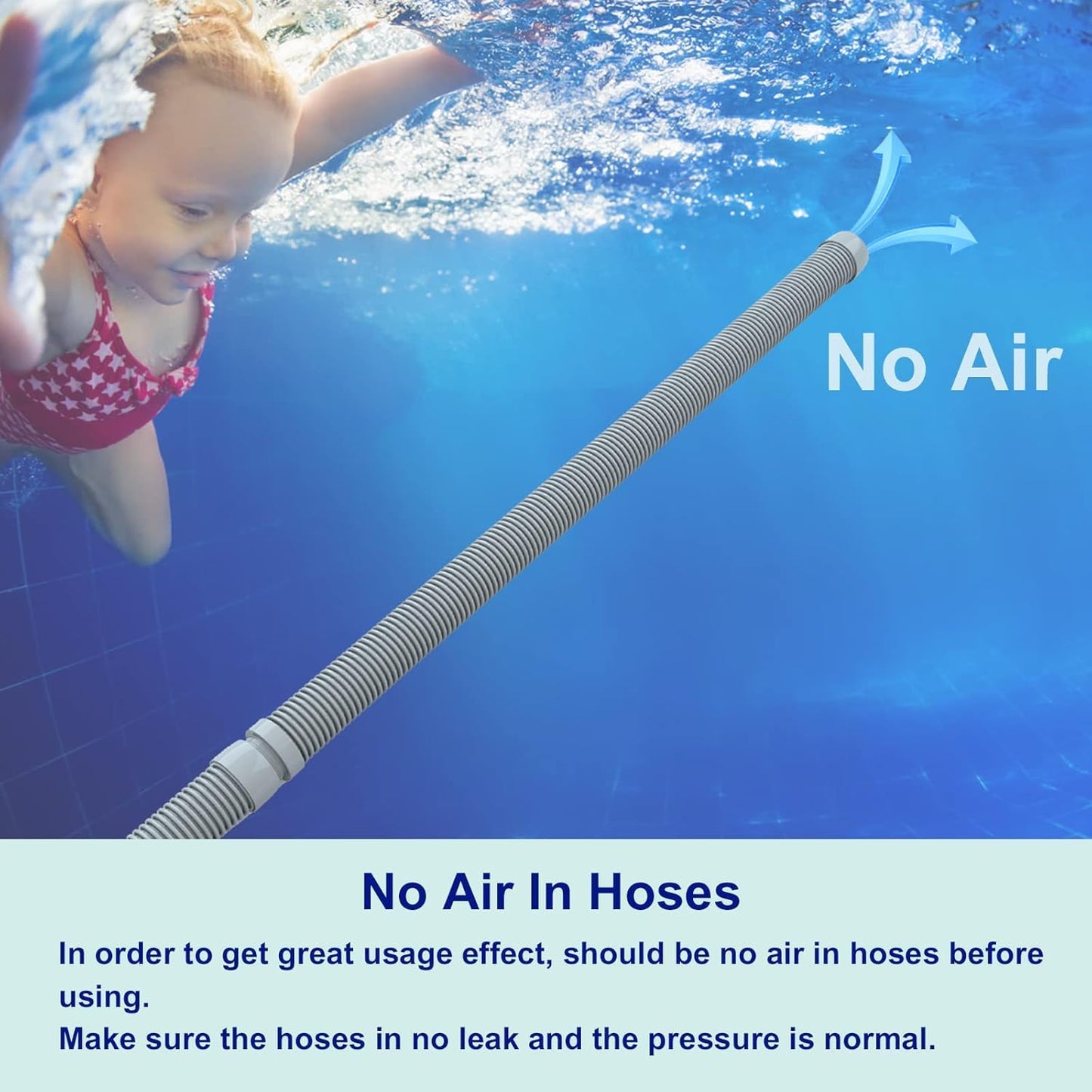 Poolvio Pool Vacuum Hose 40 Feet (12 x 40 Inch), 1.5 Inch Cuffs, Compatible with Most Inground Pool Automatic Cleaners, Gray