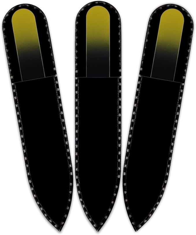 Mont Bleu Rainbow Crystal Nail File in Black Pouch - Small - Purse Size - Czech Tempered Glass - Handmade in Czech Republic - Excellent Nail Filing Tools