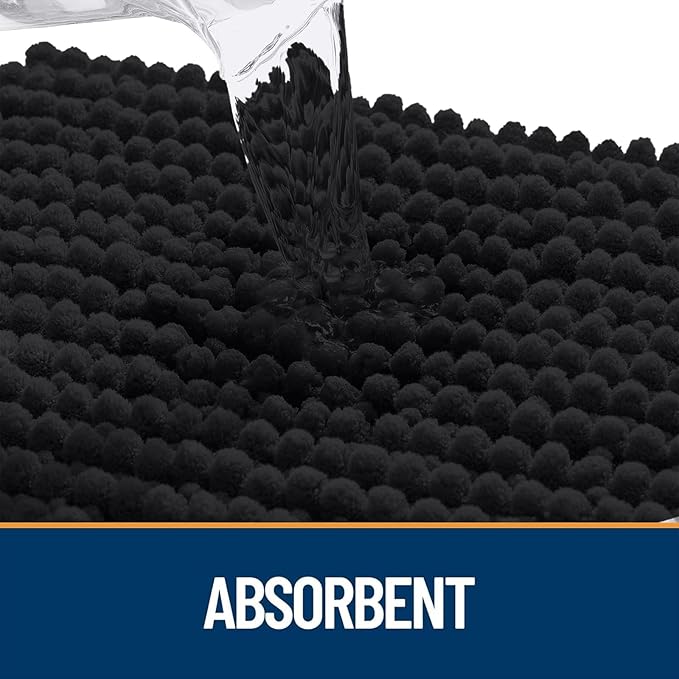 OLANLY Dog Door Mat for Muddy Paws 44x32, Ultra Absorbent Chenille Mud Doormat, Non-Slip Washable and Dirt Trapping Doormat for Indoor Entryway, Quick-Dry Indoor Pet Bed Mats for Dogs, Black