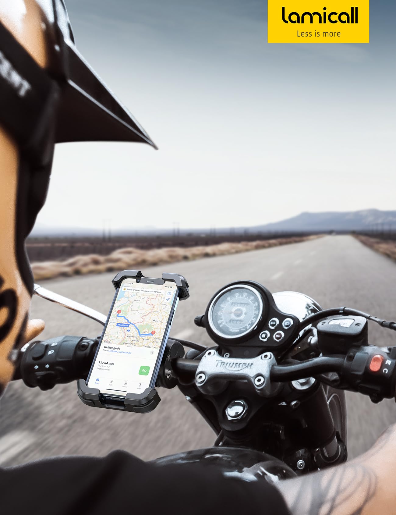 Lamicall Motorcycle Phone Mount, Bike Phone Holder - [Metal Lock] Upgrade Quick Install Bar Clip for Bicycle Scooter, Cell Phone Clamp Gifts for iPhone 17 16 15 Pro Max, Galaxy, 4.7-6.8" Phones
