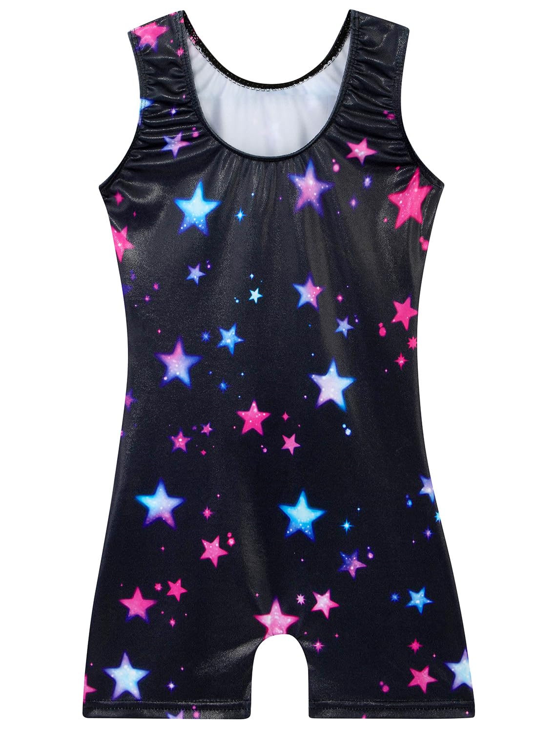 Gymnastics Leotards for Girls Toddler Dance Tumbling Outfits 4t 5t Kids Sleeveless Biketard with Shorts Sparkly Black Stars Dancwear Unitards Clothes Bodysuit (Black Stars, 4-5T)