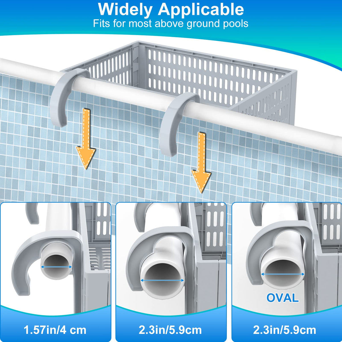 PAHTTO Poolside Storage Basket, Foldable Above Ground Pool Storage Basket for Pool Toys, Towels, Beverages, Poolside Organizer, Pool Accessories for Above Ground Swimming Pool (1 Pack- Gray)