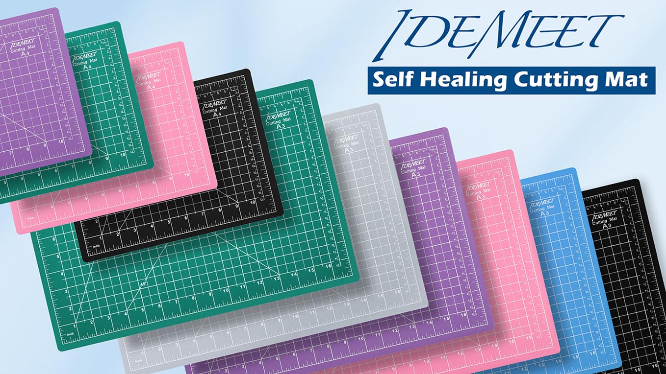 Density-upgraded 18" x 24" Self Healing Sewing Mat, Idemeet Rotary Sewing Mat for Crafts, 5-Ply Cut Board for Fabric Leather Cutting Quilting Modeling Hobby Project, Scale Size 18" x 24", Green