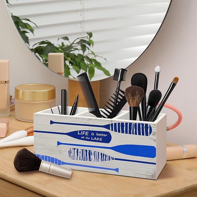 Lake Decor Pen Holder for Home Office Desk, Lake House Decor, Lakes Lovers Gifts Makeup Brush Toothbrush Holder Organizer for Bathroom Desk Accessories