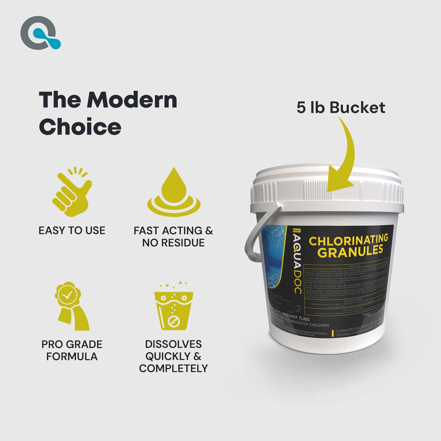 Spa Chlorine for Hot Tub Sanitizer - 5lb - Quick Dissolving Hot Tub Chlorine Granules, Spa Chemicals Made in The USA - AquaDoc