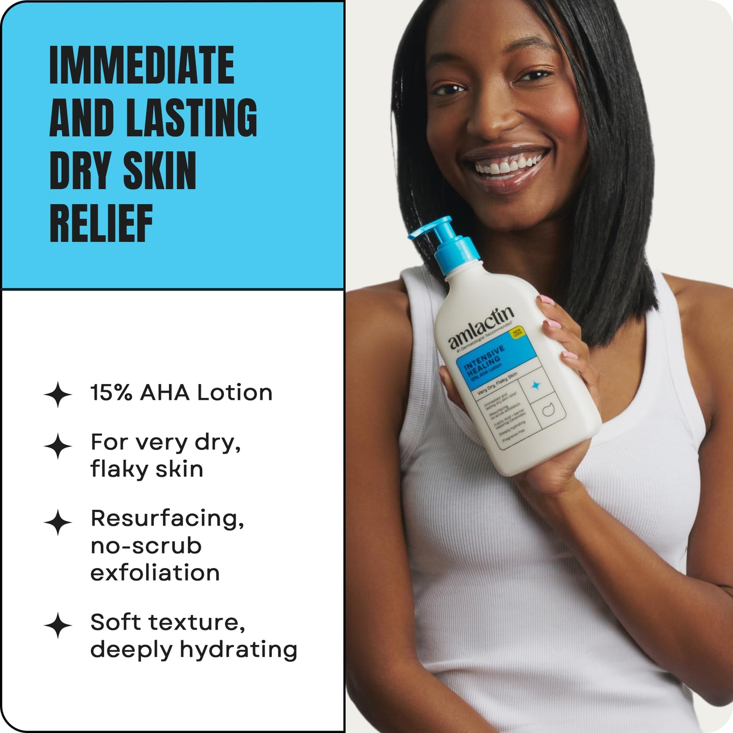 AmLactin Intensive Healing Body Lotion - Therapeutic Lotion for Extremely Dry Skin - No-Scrub Exfoliator and Moisturizer with 15% Lactic Acid AHA and Ceramides, 7.9 oz (Packaging May Vary)