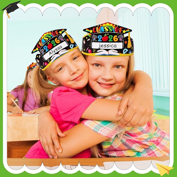 SICOHOME Paper Crown Hats Caps for Kids Paper Crowns for Students Classroom Kindergarten Preschool Party Supplies Adjustable