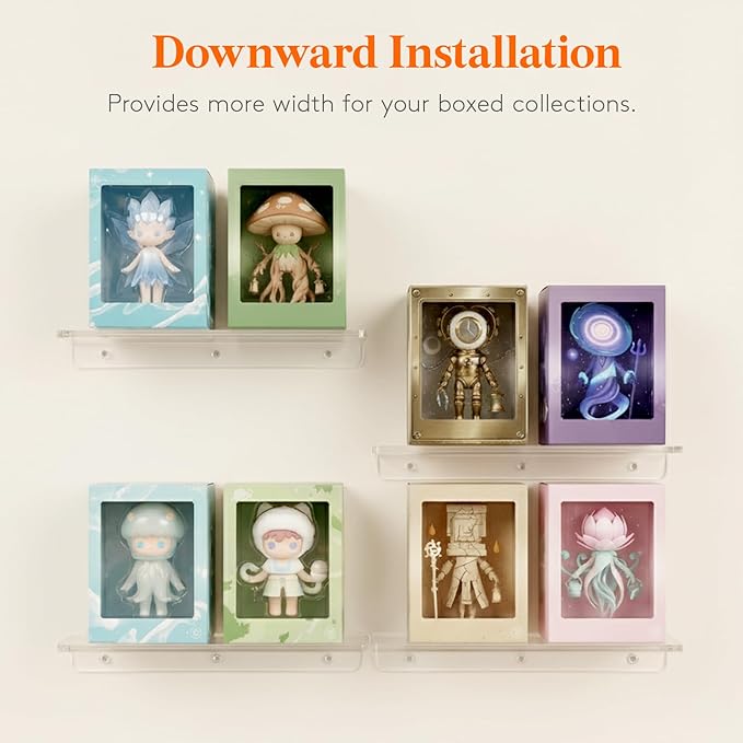 Lifewit Floating Shelves for Bathroom, Acrylic Wall Organizer for Perfume, Makeup, Figures, Nail Polish, Photo, Book, 14" Decor Display Rack for Nursery, Living Room, Bedroom, Kitchen, Clear, 8 Pack