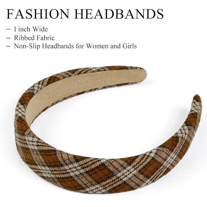 Huachi Headbands for Women Trendy Non Slip Headbands 1 inch Wide Cute Headband for Girls, Fall Head Bands Elastic Hair Bands Fashion Hair Accessories 4PCS