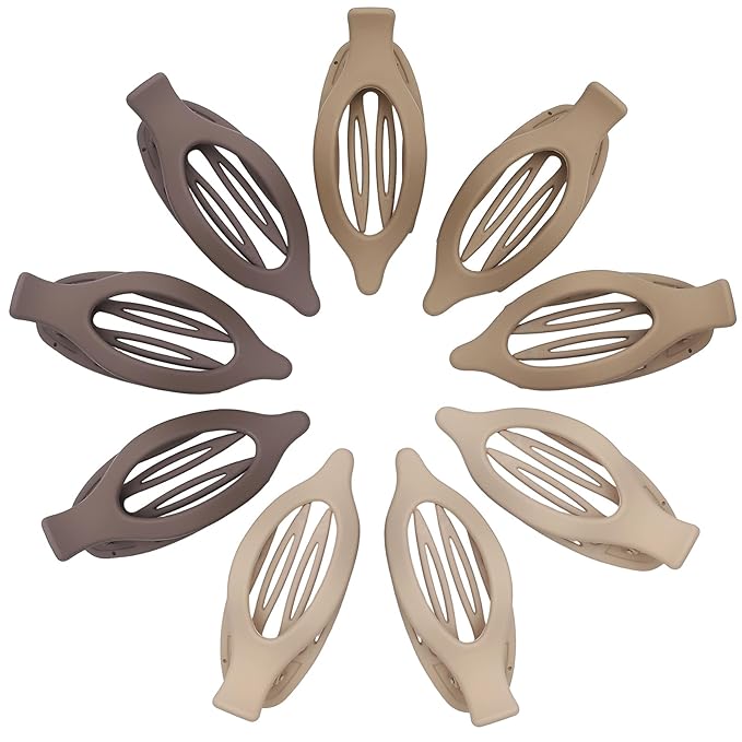 9 Pack Flat Hair Clips for Women, Matte Claw Clips for Thick & Thin Hair, Suitable for Driving (Beige,Light Beige,Taupe)