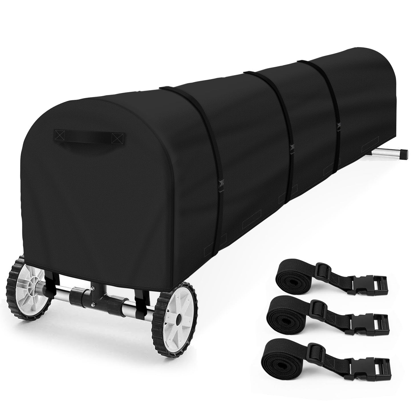 Swimming Pool Solar Reel Cover, 16Ft UV Resistant Inground Pool Solar Protective Blanket Reel Cover 420D Heavy Duty Waterproof Winter Solar Blanket Reel Roller Covers Protector (16 Ft, Black)