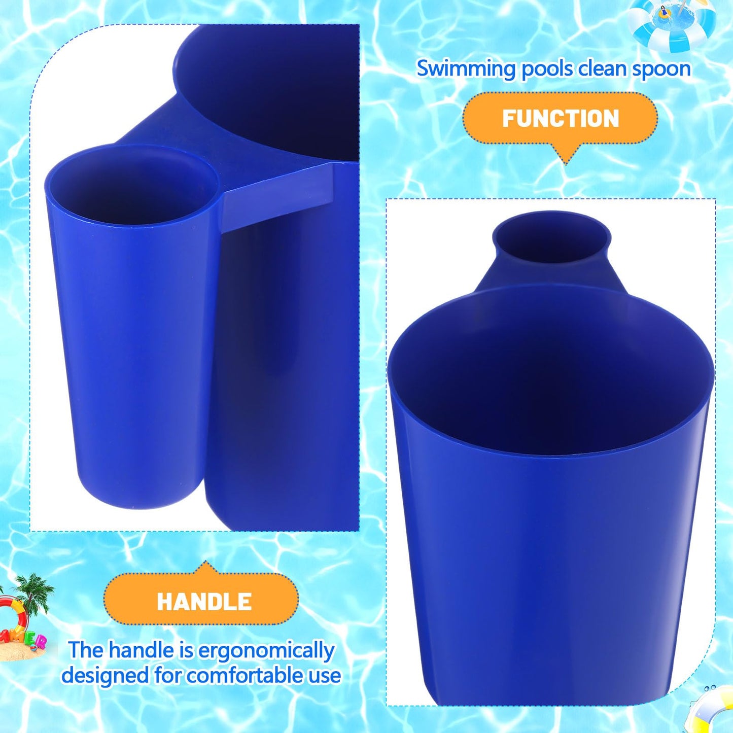 Relaxweex 2 Pack De Pool Filter Powder Scoop 1 Pound Pool Chemical Scoop De Measuring Cup with Handle Maintenance Tool for Dry Filter Media Powder and Spa, 6.88 x 4.32 x 5.23 Inch(Blue)