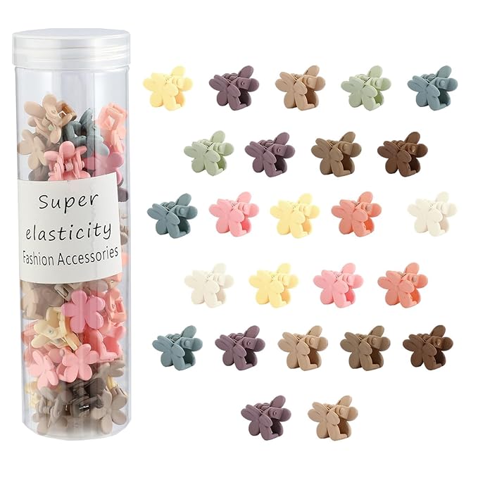 50Pcs Mini Flower Hair Accessories - Cute Tiny Claw Clips for Fine Hair Styling, Strong Grip Colorful Clips, Christmas Gifts for Women and Girls