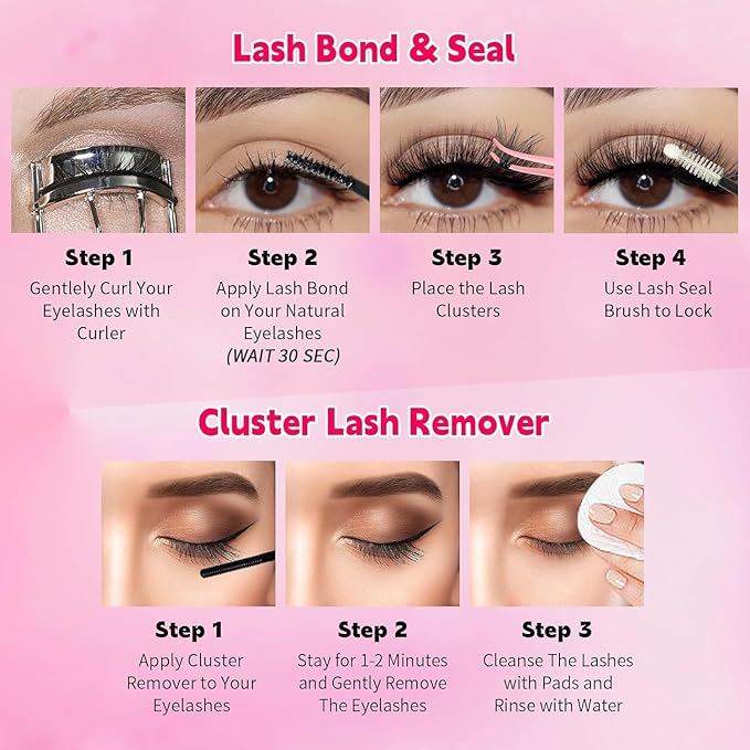 RITALASH Lash Extension Kit DIY Lash Clusters Kit 400pcs Cluster Lashes Individual Lashes Eyelash Extension Kit with Lash Bond and Seal,Lash Remover,Lash Tweezers(40D+60D Cluster Kit,8-16mm)