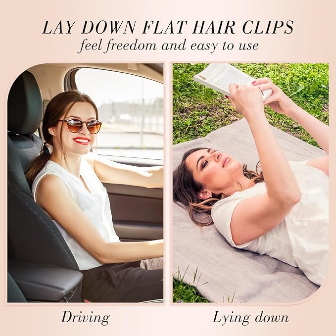 Obeoby 8 PCS Flat Claw Clips for Women, Strong Hold French Flat Hair Clips for Thick Thin Hair Barrettes Accessories Round Large Medium