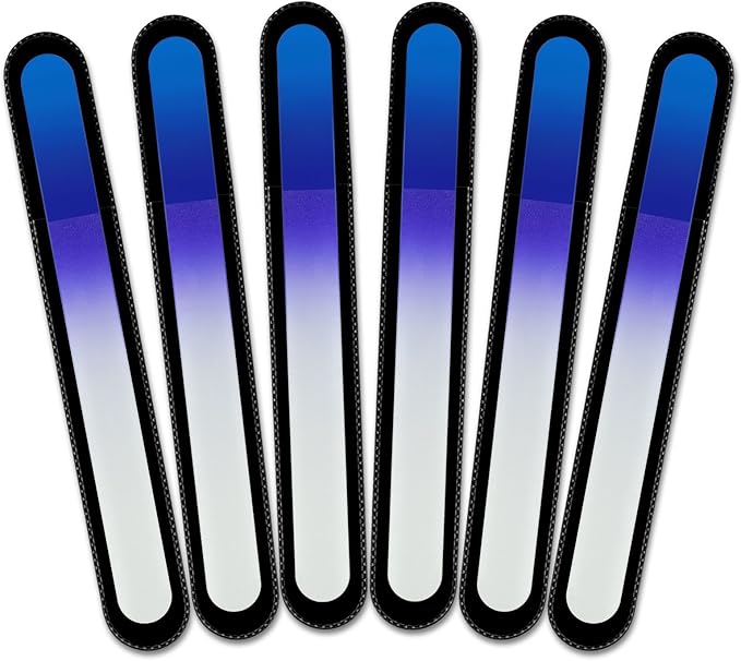 Mont Bleu Rainbow Crystal Nail File in Black Pouch - Large/Professional Size - Czech Tempered Glass - Handmade in Bohemia (Czech Republic)
