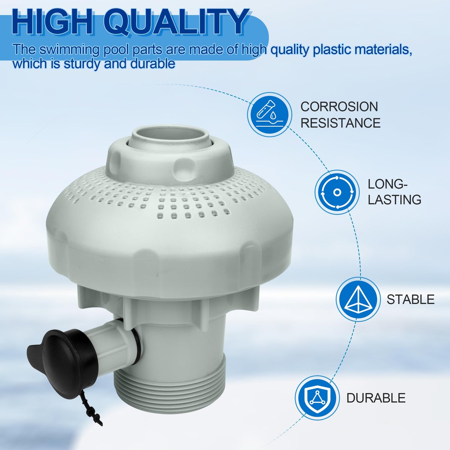 12355 Large Inlet Air Nozzle Compatible with Intex 1900-2450gph Pumps, Pool Inlet Air Nozzle for Intex 18' and Larger Pools, Strainer Grid Nozzle Kit Replacement Parts - 1 Pack