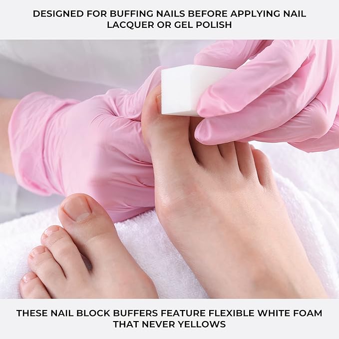 ForPro Super White Buffing Block, 240 Grit, Four-Sided Manicure and Pedicure Nail Buffer, 3.75” L x 1” W x 1” H, 20-Count (Pack of 2)