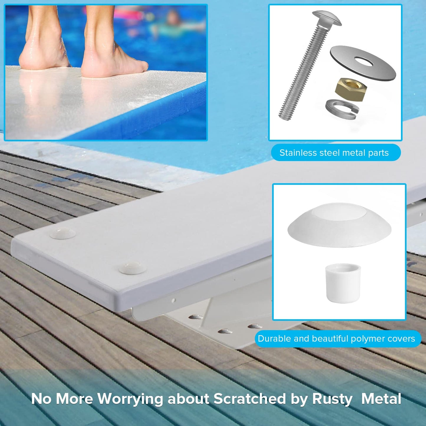 ArcViar Diving Board Bolt Kit, Diving Board Mounting Kit for Two Hole Residential Pool Diving Board, Diving Board Bolts Kit Compatible Diving Boards for Inground Pools