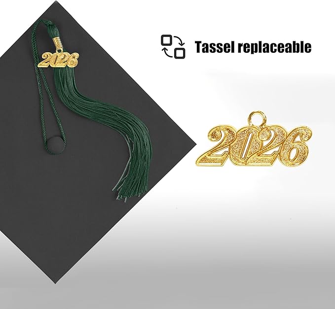Graduation Cap with 2026 Tassel Year Charm Black Graduation Cap for High School & Bachelor
