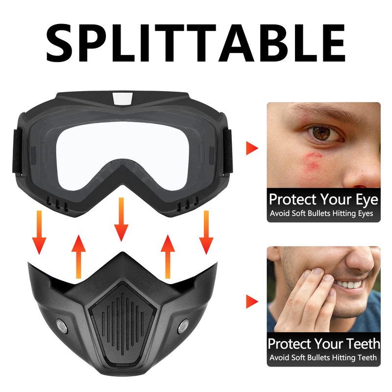 YScare Tactical Mask Compatible with Nerf Rival, Apollo, Zeus, Khaos,Atlas, & Artemis Blasters Rival Airsoft Mask,Black Detachable Masks with Goggles for Shooting Game Cycling Christmas Cosplay Party…