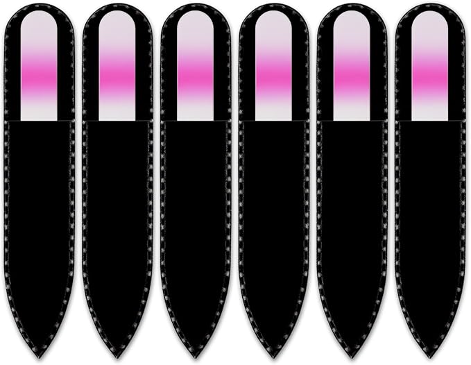 Mont Bleu Rainbow Crystal Nail File in Black Pouch - Small/Purse Size - Czech Tempered Glass - Handmade in Bohemia (Czech Republic)