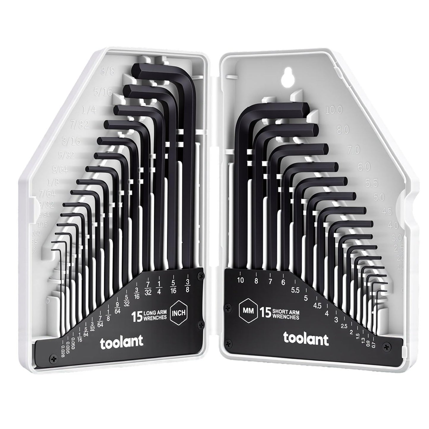 toolant 30-Piece Hex Key Wrench Set, Allen Wrench Set, Metric and SAE Allen Keys, 0.7-10 mm & 0.028-3/8 inch, L-Shaped Hex Key Wrench, Heat-Treated Chrome Vanadium Steel, with Organization.